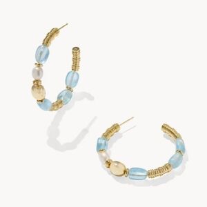 Melody Gold Beaded Hoop Earrings in Freshwater Cultured Pearl